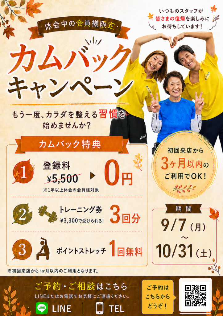 健康プラザラクーン カムバックキャンペーン